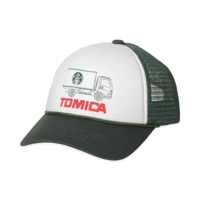 STARBUCKS STAND by BEAMS TOMICA Truck Print Kids Cap "Green"