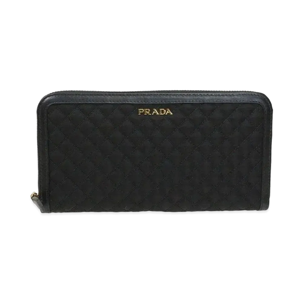 PRADA Nylon Quilting Round Zip Wallet "Black"