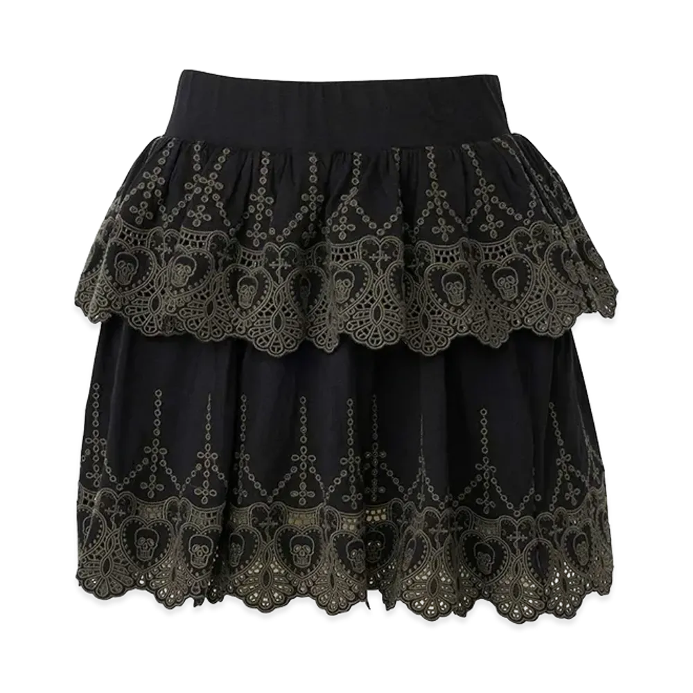 HYSTERIC GLAMOUR Women's Hysteric Glamour Skull Lace Scallop Embroidered Skirt "Black"