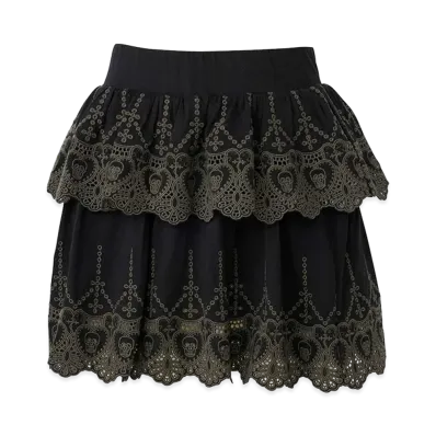 HYSTERIC GLAMOUR Women's Hysteric Glamour Skull Lace Scallop Embroidered Skirt "Black"
