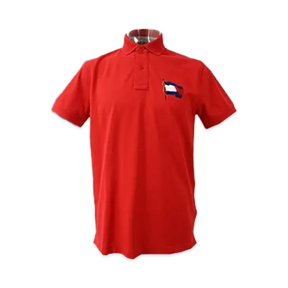 TOMMY HILFIGER Regular Fit Flag Polo Shirt Golf Wear "PrimaryRed"