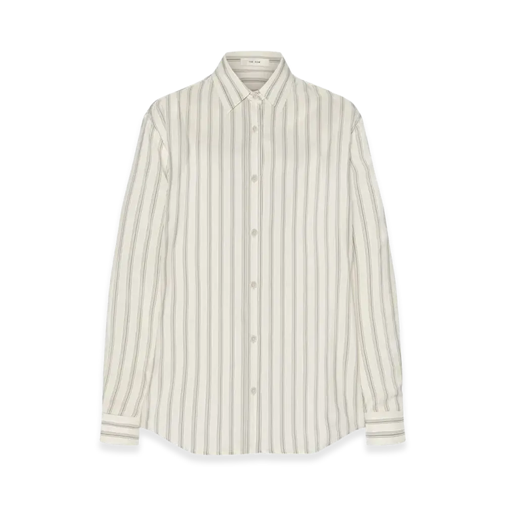 The Row Women's Eirlys Silk Shirt "Grey Stripe"