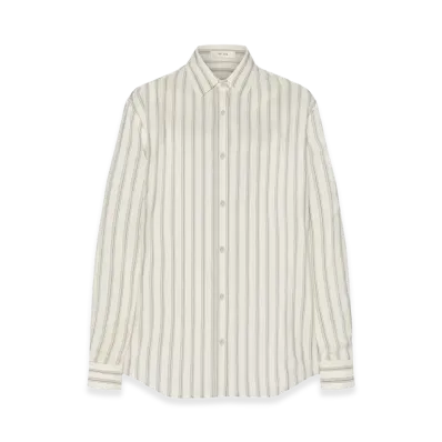 The Row Women's Eirlys Silk Shirt "Grey Stripe"