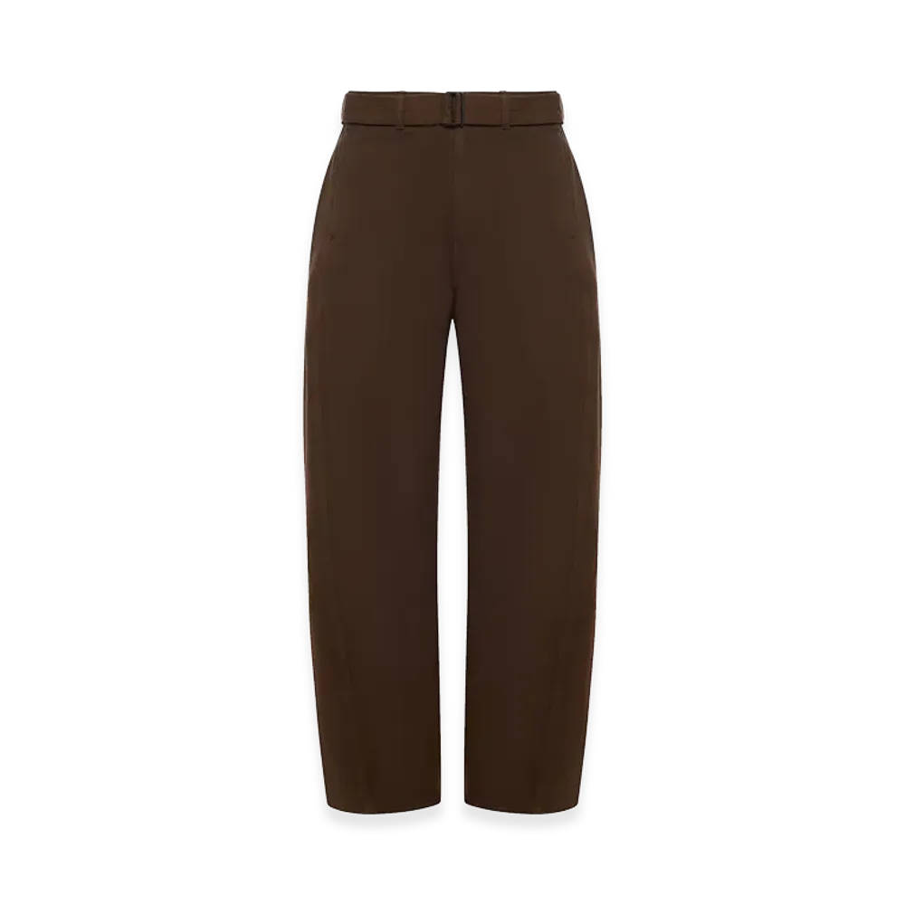LEMAIRE Women's Cotton Trousers with Braided Belt "Brown"