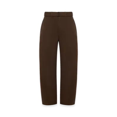 LEMAIRE Women's Cotton Trousers with Braided Belt "Brown"