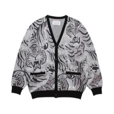 WACKO MARIA Tim Lehi / One Hundred Tigers Jacquard Cardigan "Gray"