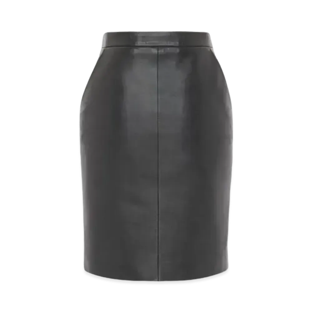 Saint Laurent Pencil Skirt In Shiny Lambskin "Black"