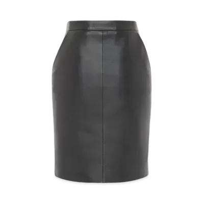 Saint Laurent Pencil Skirt In Shiny Lambskin "Black"