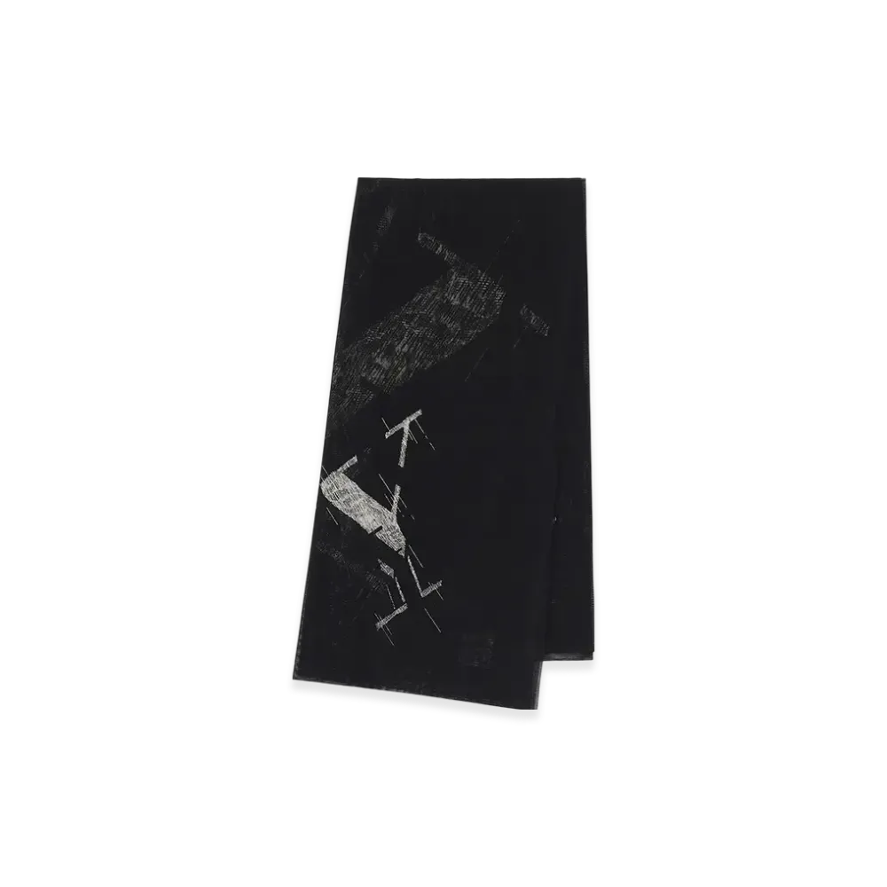 Yohji Yamamoto Silk Tulle Discharge Print A Y3Pcs Scarf "Black"