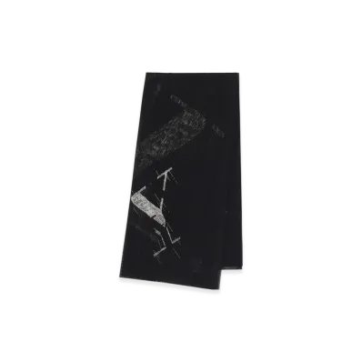 Yohji Yamamoto Silk Tulle Discharge Print A Y3Pcs Scarf "Black"