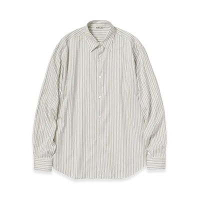 AURALEE Women's Cotton Silk Stripe Shirt "Red Brown Stripe"