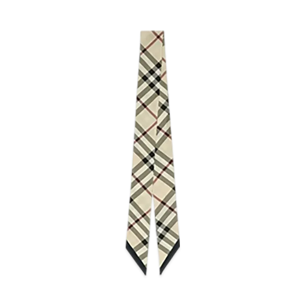 Burberry Skinny Check Silk Scarf "Stone"