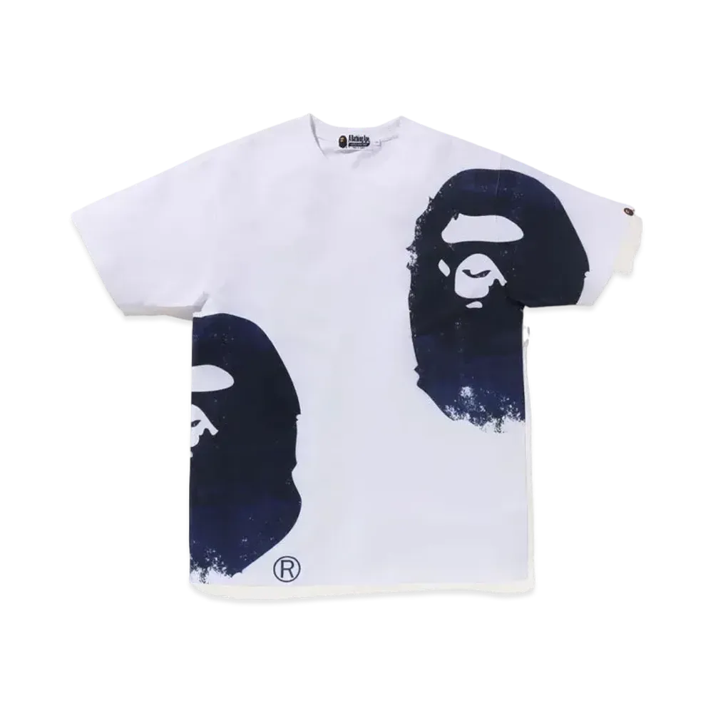A BATHING APE Overprinted Multi Ape Head Tee "White"