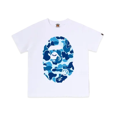 A BATHING APE Kids ABC Camo Big Ape Head Tee "White/Blue"