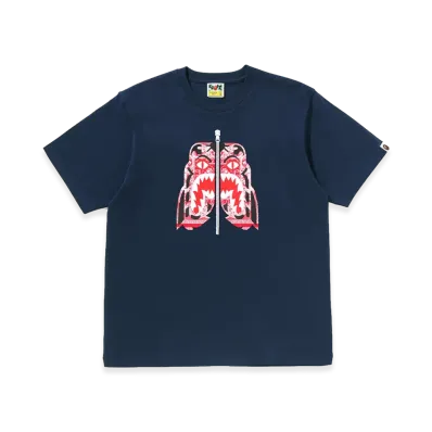 A BATHING APE Paisley Pattern Tiger Face Tee "Navy"
