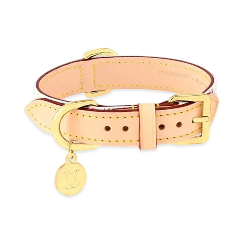 Louis Vuitton x Takashi Murakami Monogram Multicolor Dog Collar PM "Blanc"