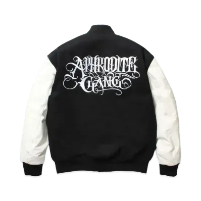 APHRODITEGANG Leather Varsity Jacket "White"