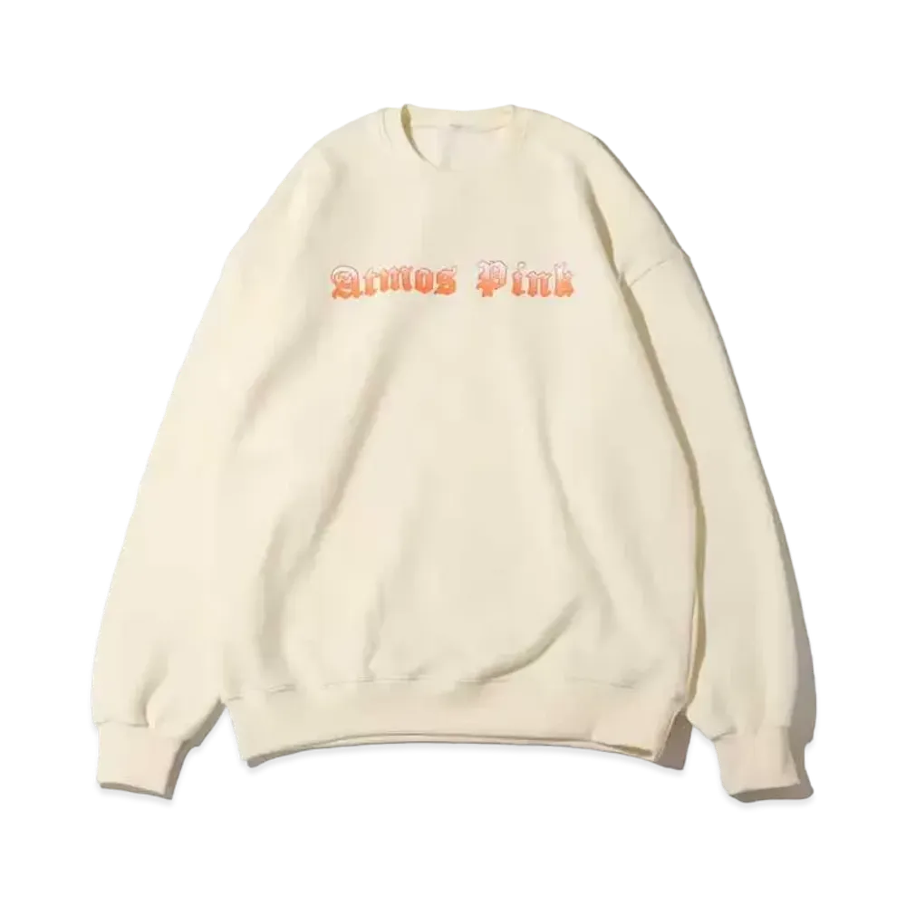 atmos pink Gradient Logo Crew Neck Tops "White"