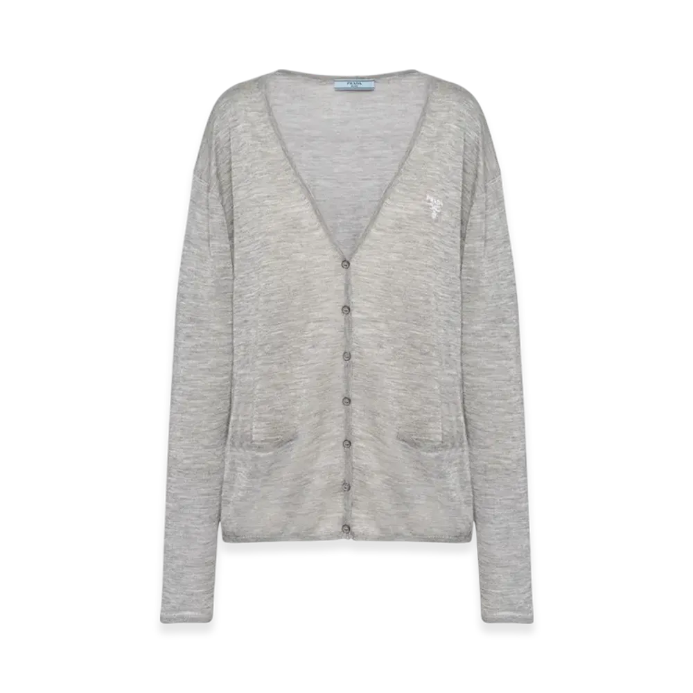 PRADA Women's Cashmere and Silk Cardigan "Grey"