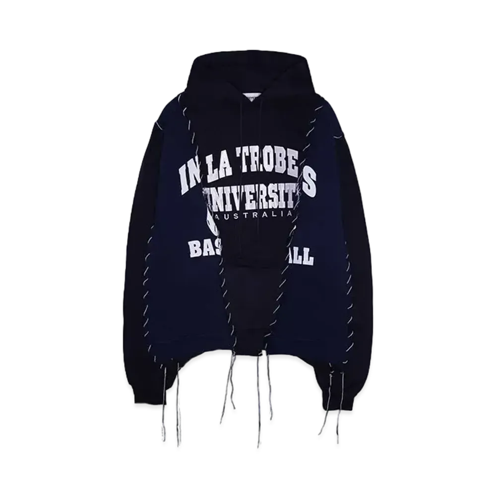 DISCOVERED HYPE DROP EXCLUSIVE LOOPING WIDE COLLEGE HOODIE "BLACK EX03"
