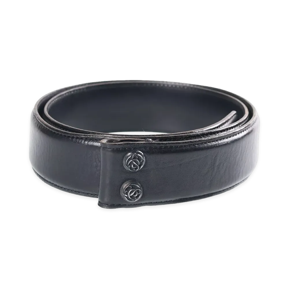 Chrome Hearts 1.5 Strap Floral Label Rivets Leather Belt "Black"