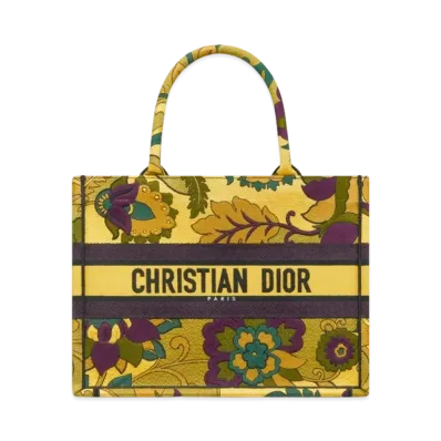 Dior Medium Dior Book Tote Jardin Indien Embroidery "Yellow"