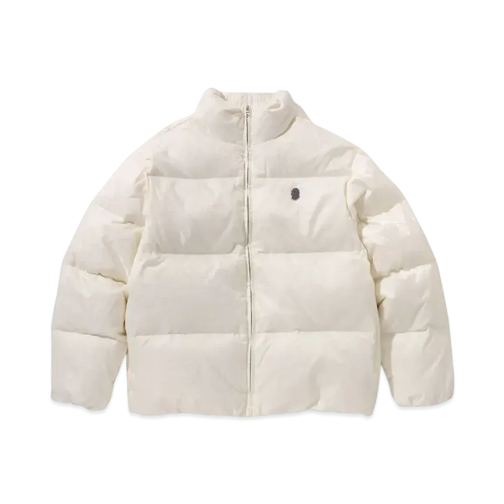 A BATHING APE KAWADA DOWN ITEMS Lux Sport Pattern Jacquard Nylon Down Jacket "Ivory"
