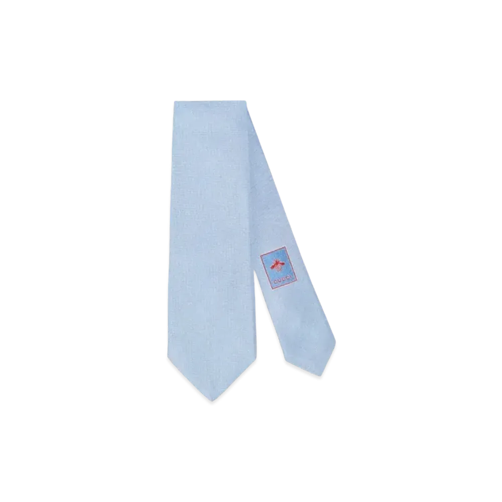 GUCCI Silk Tie With Interlocking G "Light Blue"
