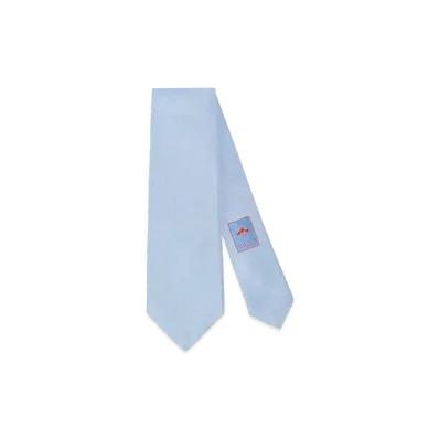 GUCCI Silk Tie With Interlocking G "Light Blue"