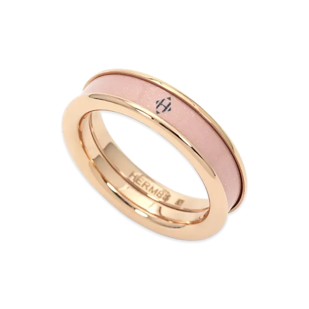 Hermes Women's Glitter Ring PM Metal x Enamel H Diamant "Rose Cassata"