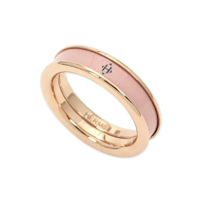 Hermes Women's Glitter Ring PM Metal x Enamel H Diamant "Rose Cassata"