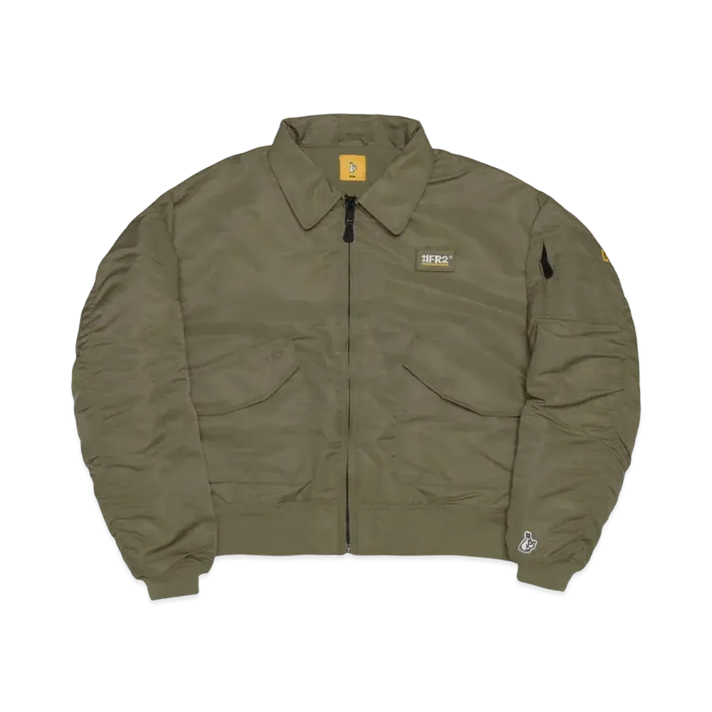 FR2 Embroidery Nylon Flight Jacket "Khaki"