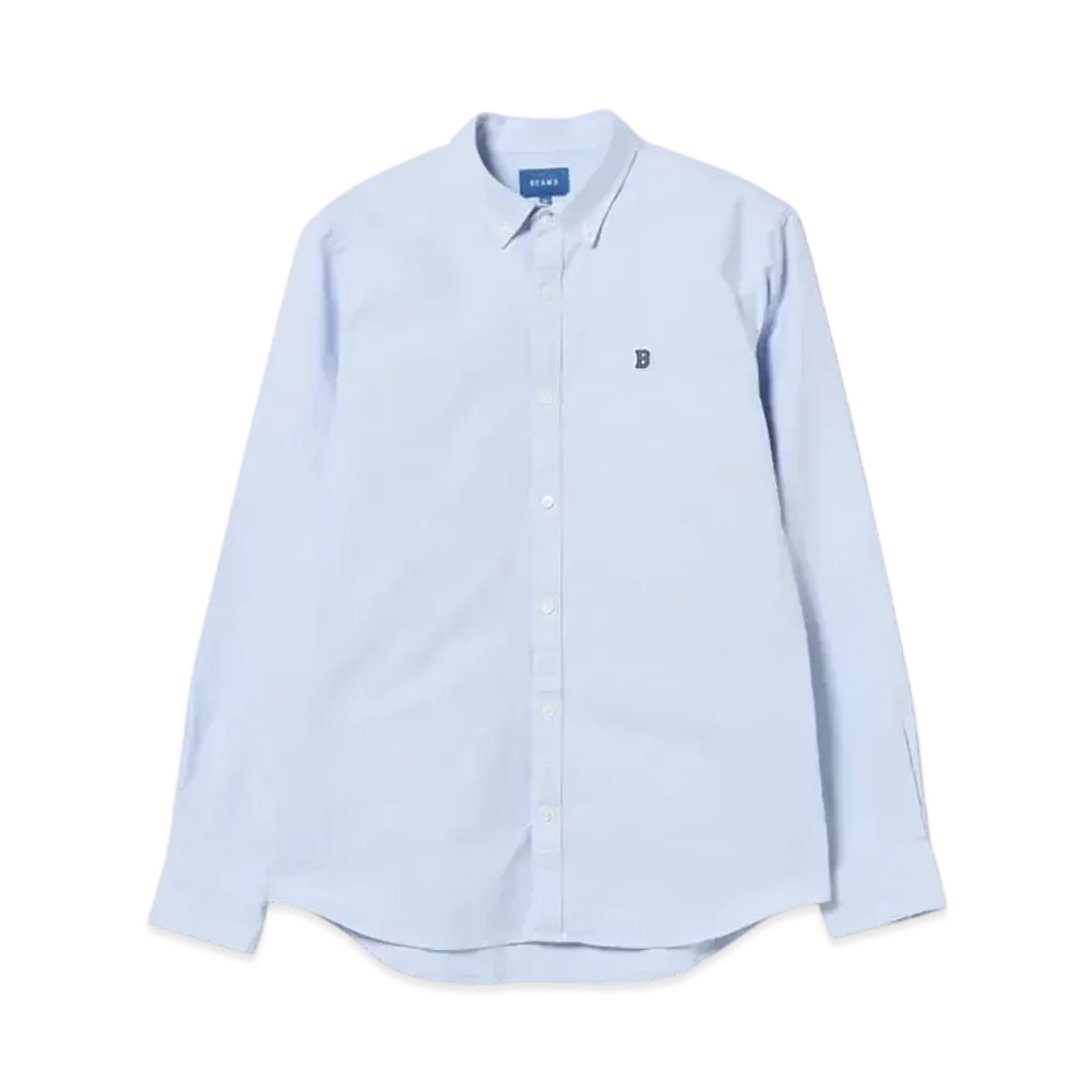 BEAMS Stretch Oxford One Point Button Down Shirt "Sax"