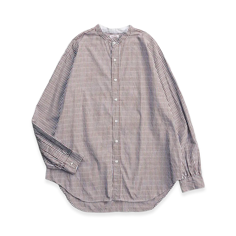 NICENESS Marc Dobby Stripe Band Collar Dress Shirt "Gray"