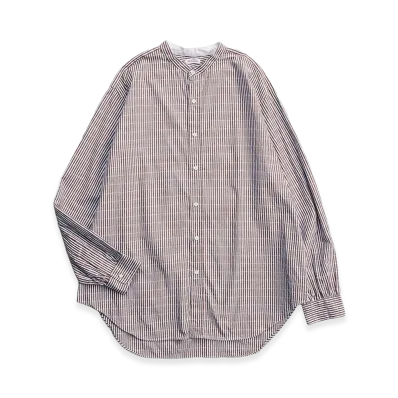 NICENESS Marc Dobby Stripe Band Collar Dress Shirt "Gray"