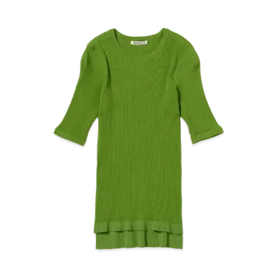 AURALEE GIZA High Gauge Rib Knit Tee "Green"