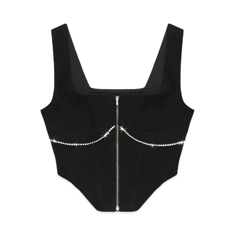 AMIRI Women'S Crystal Trimmed Corset Top "Black"