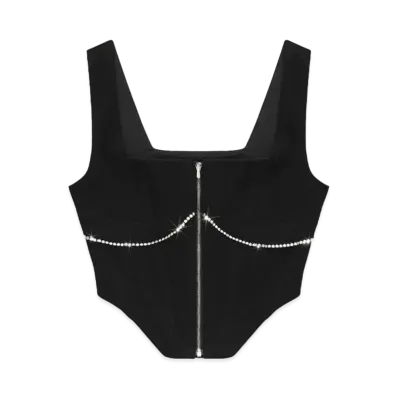 AMIRI Women'S Crystal Trimmed Corset Top "Black"