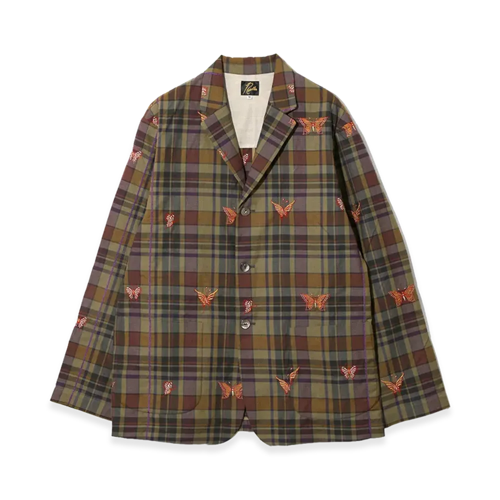 NEEDLES 3B Jacket - Embroidered Madras Plaid "Brown"