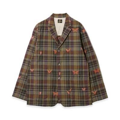 NEEDLES 3B Jacket - Embroidered Madras Plaid "Brown"