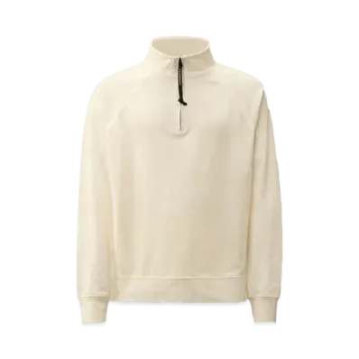 C.P. Company Light Fleece Half Zip Logo Sweatshirt "Gauze White"