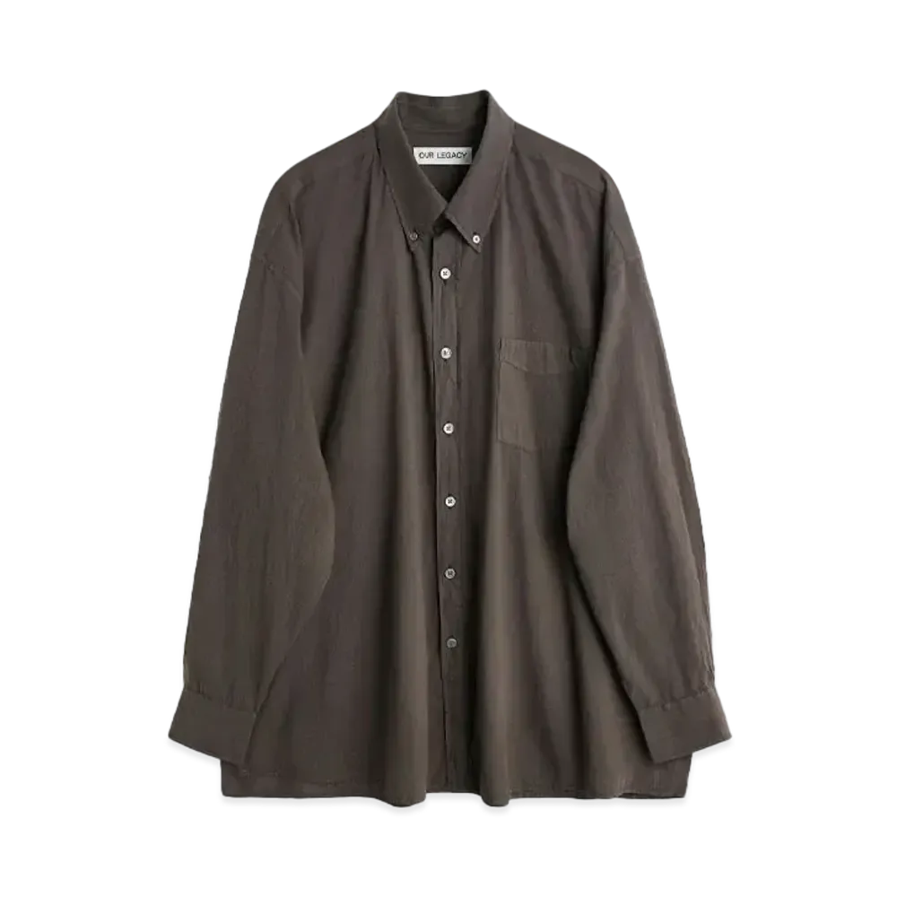OUR LEGACY Borrowed BD Shirt Cotton Voile "Faded Brown"