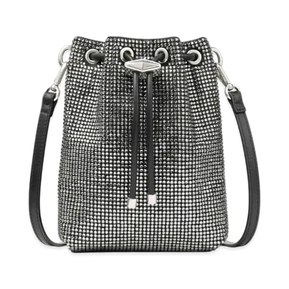 Jimmy Choo Cinch Mini Satin Crystal Mini Bag "Black/Antique Silver"