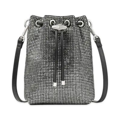 Jimmy Choo Cinch Mini Satin Crystal Mini Bag "Black/Antique Silver"