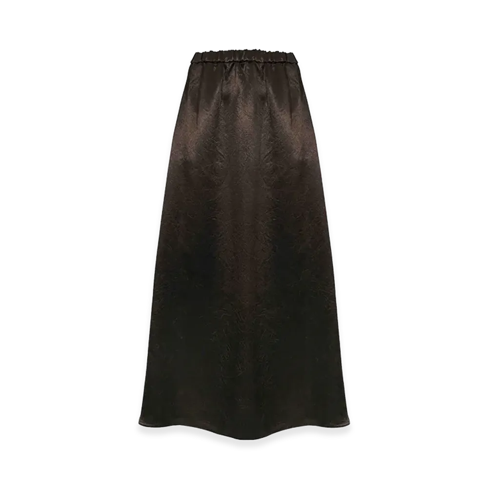 MM6 Maison Margiela Women's Mmltuono Skirt in Shiny Satin "Brown"