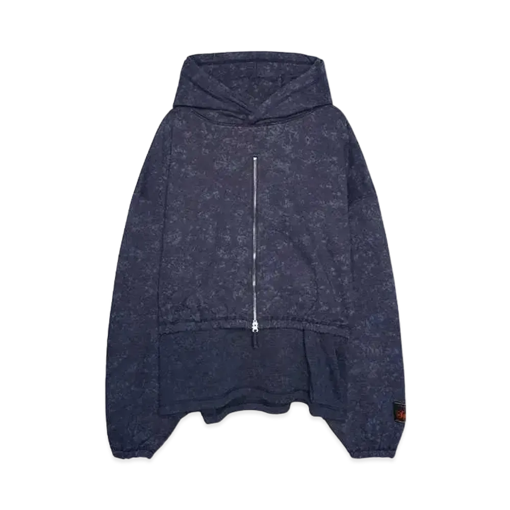 SYUMAN. Layerd double-Hoodie "NAVY"