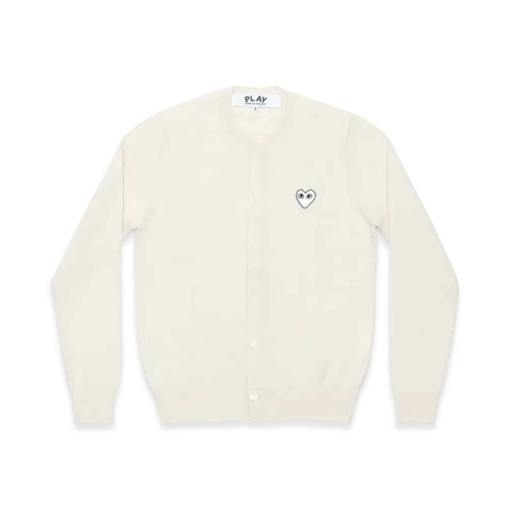 PLAY COMME des GARCONS Round Neck Cardigan With White Emblem "Natural"
