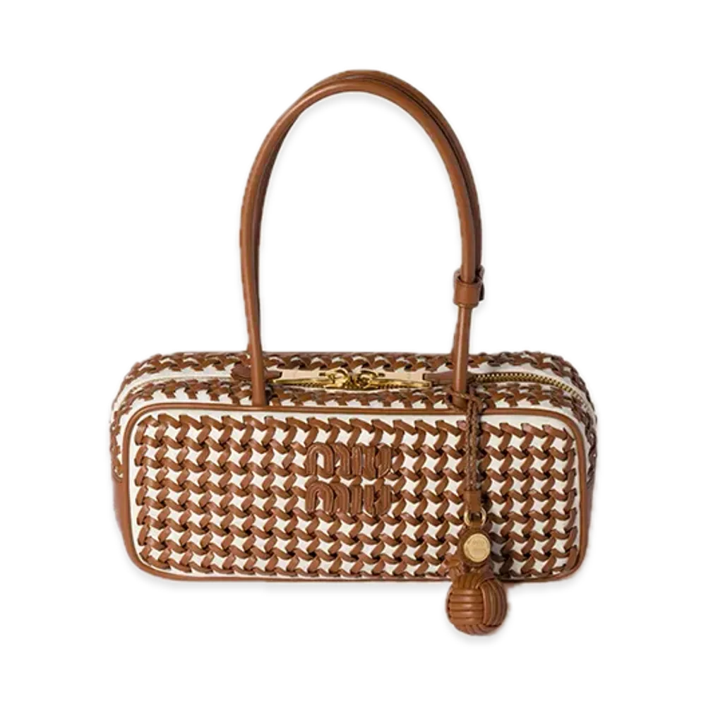 MIU MIU Bow Leather Bag "Brown/White"