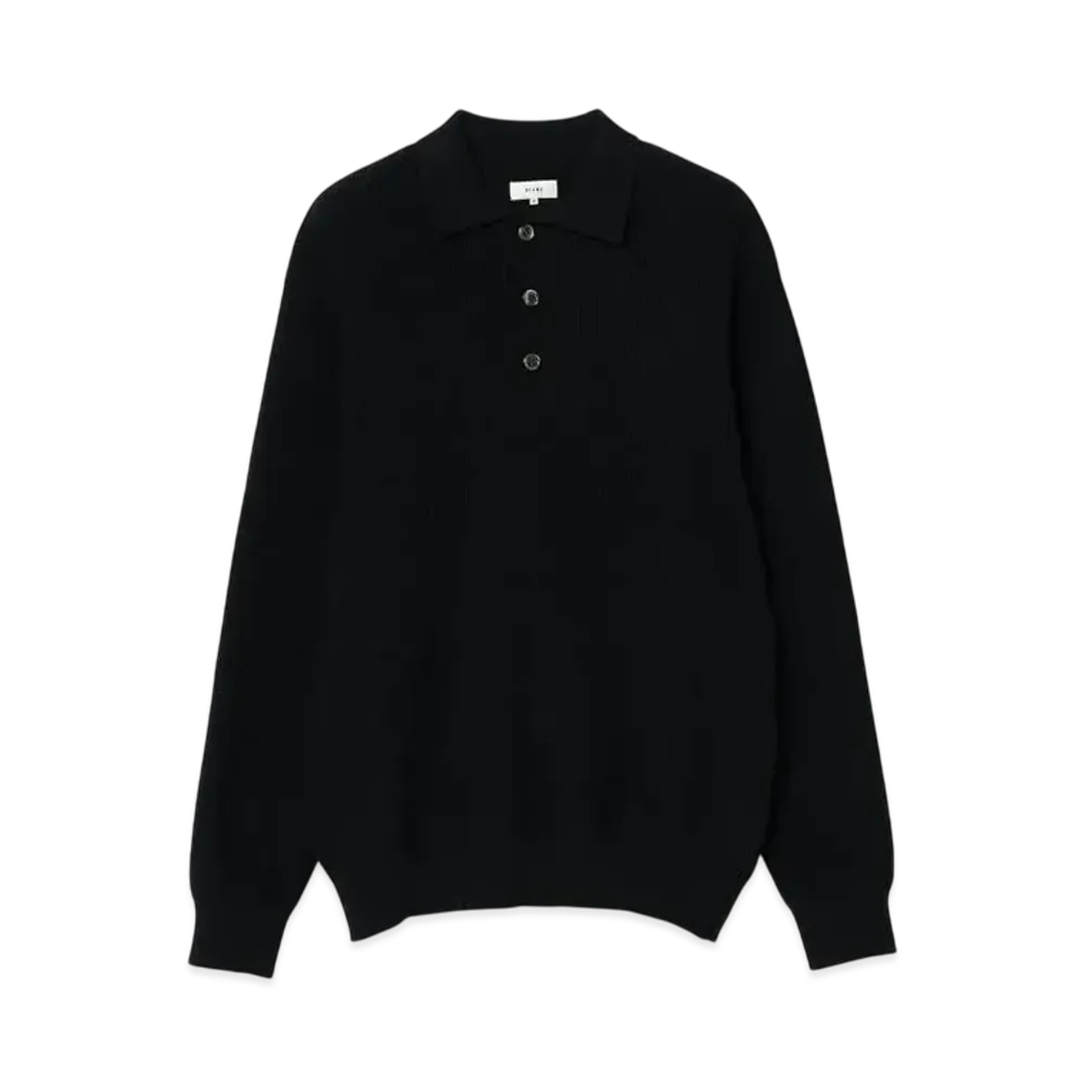 BEAMS 12 Gauge Rib Knit Polo Shirt "Navy"