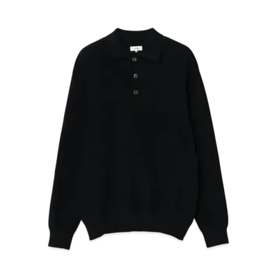BEAMS 12 Gauge Rib Knit Polo Shirt "Navy"